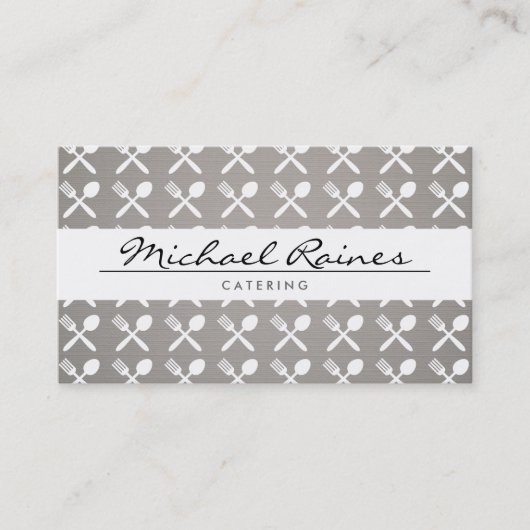 CUTLERY PATTERN auf LINEN BKGRD für CATERING, KOCH Visitenkarte (Vorderseite)