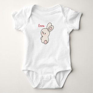 Cutom Baby Girl Bodysuit mit niedlich rosa Hasen Strampler