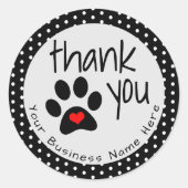 Cutom Black Dog Paw Print Danke Stickers (Vorderseite)
