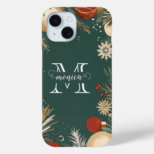 Cutom Name Monogram Weihnachtsschmuck Case-Mate iPhone Hülle (Rückseite)