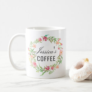 Cutom Name Tasse, Personalisiert Name Tasse, Flora Kaffeetasse