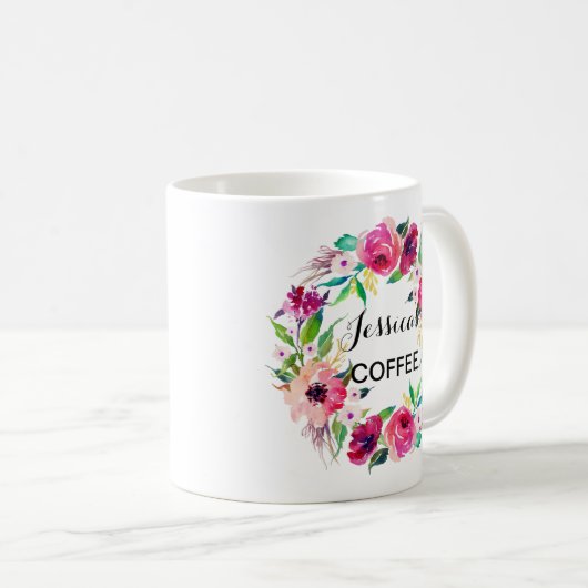 Cutom Name Tasse, Personalisiert Name Tasse, Flora Kaffeetasse (VorderseiteRechts)