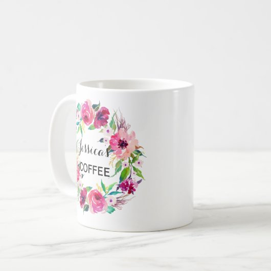 Cutom Name Tasse, Personalisiert Name Tasse, Flora Kaffeetasse (Vorderseite Links)