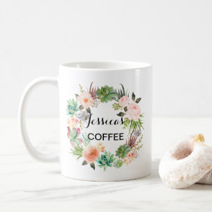 Cutom Name Tasse, Personalisiert Name Tasse, Flora Kaffeetasse
