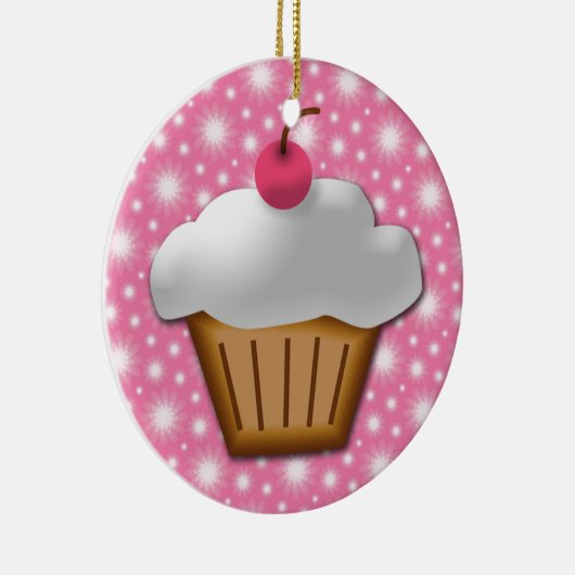 Cutout Cupcake mit rosa Kirsche oben Keramik Ornament (Rechts)