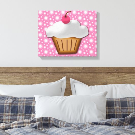 Cutout Cupcake mit rosa Kirsche oben Leinwanddruck (Insitu (Schlafzimmer))