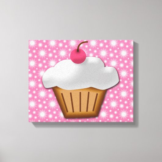 Cutout Cupcake mit rosa Kirsche oben Leinwanddruck (Vorderseite)