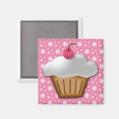 Cutout Cupcake mit rosa Kirsche oben Magnet (Vorderseite/Rückseite)