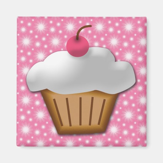 Cutout Cupcake mit rosa Kirsche oben Magnet (Vorne)