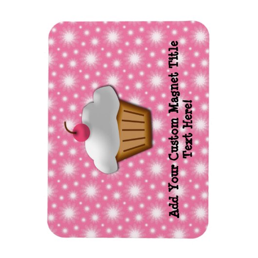 Cutout Cupcake mit rosa Kirsche oben Magnet (Vertikal)