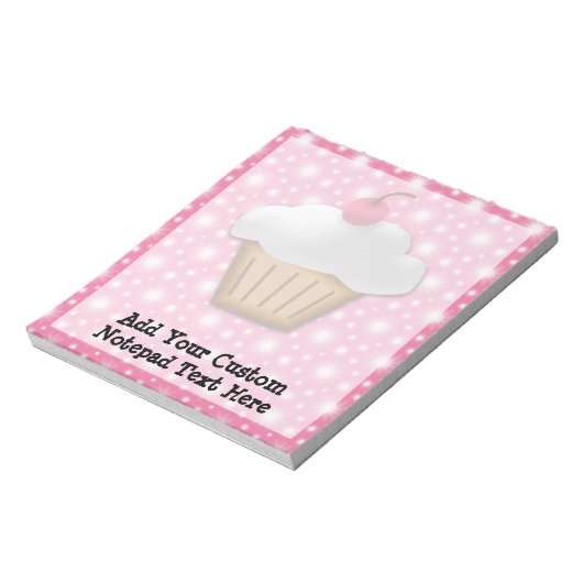 Cutout Cupcake mit rosa Kirsche oben Notizblock (Rotiert)