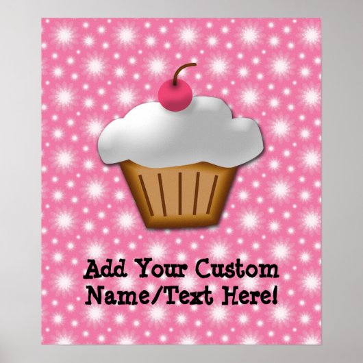 Cutout Cupcake mit rosa Kirsche oben Poster (Vorne)