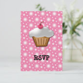 Cutout Cupcake mit rosa Kirsche oben RSVP Karte (Stehend Vorderseite)