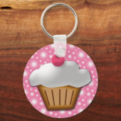 Cutout Cupcake mit rosa Kirsche oben Schlüsselanhänger (Vorderseite)