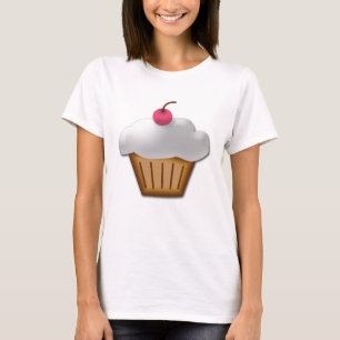 Cutout Cupcake mit rosa Kirsche oben T-Shirt