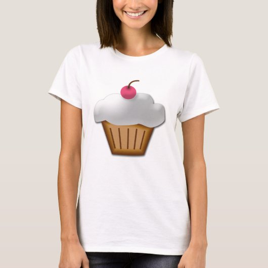 Cutout Cupcake mit rosa Kirsche oben T-Shirt (Vorderseite)