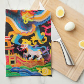 Cutout-Effekt des chinesischen Drachen-Layered Geschirrtuch (Viertel Falte)