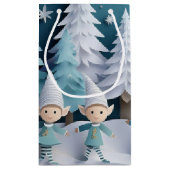 Cutout Elves in the Snow Christmas Kleine Geschenktüte (Rückseite)