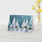Cutout Elves in the Snow Personalized Christmas  Karte (Gelbe Blume)