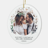 Cutout Gerahmtes Foto erste Weihnachten als Mr. &  Keramik Ornament (Links)