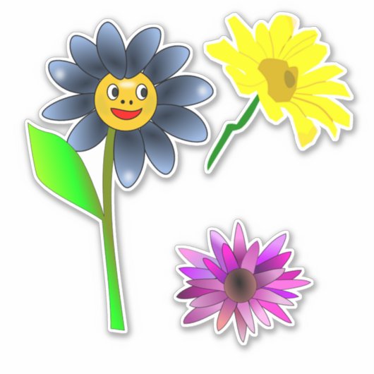 Cutout Happy Blume Vinyl Aufkleber Blatt (Vorderseite)