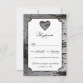 Cutout Heart Birch Tree Bark Wedding RSVP Cards (Vorderseite)