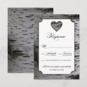Cutout Heart Birch Tree Bark Wedding RSVP Cards Karte (Vorne/Hinten)