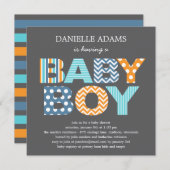 Cutout Letters Baby Shower Einladung - Junge (Vorne/Hinten)