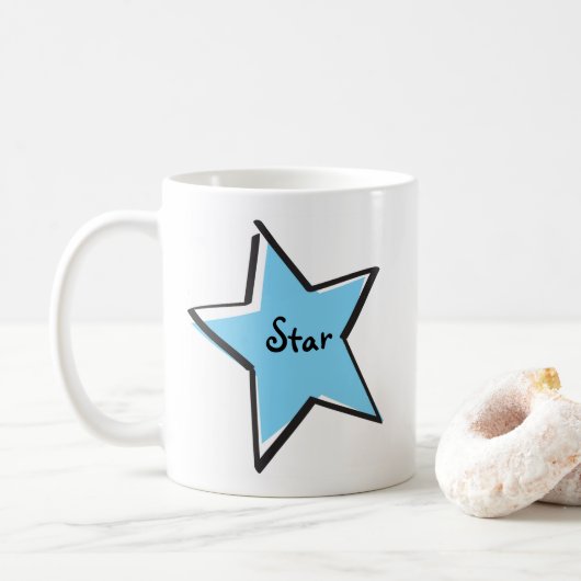 Cutout Light Blue Star Tasse (Mit Donut)