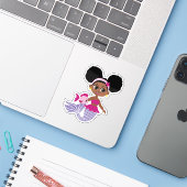 Cutout Mermaid Sticker - Afro Puff Girl (Laptop mit iPhone)