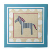 Cutout Zebra auf Cream Background Fliese (Vorderseite)