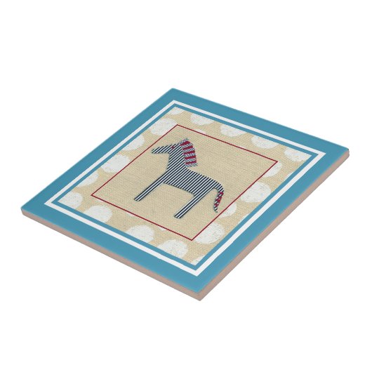 Cutout Zebra auf Cream Background Fliese (Seite)