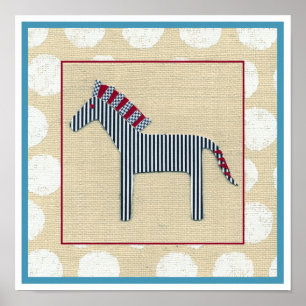 Cutout Zebra auf Cream Background Poster