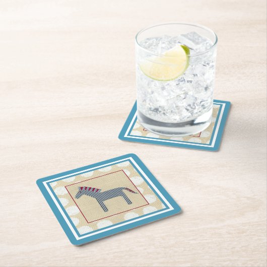 Cutout Zebra auf Cream Background Rechteckiger Pappuntersetzer (Vor Ort)