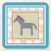 Cutout Zebra auf Cream Background Rechteckiger Pappuntersetzer (Vorderseite)