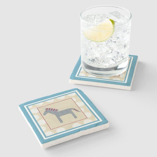 Cutout Zebra auf Cream Background Steinuntersetzer (Seitenansicht)