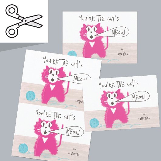 Cuttable Hübsch Kitty Valentine Card Pair Dankeskarte