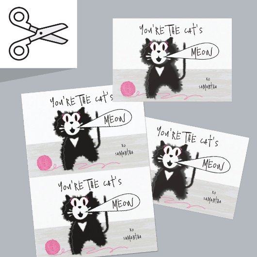Cuttable Hübsch Kitty Valentine Card Pair Dankeskarte