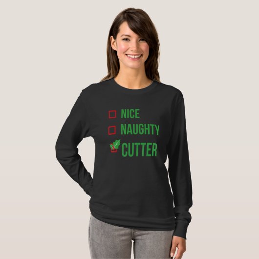 Cutter Funny Pajama Weihnachten T-Shirt (Vorne ganz)