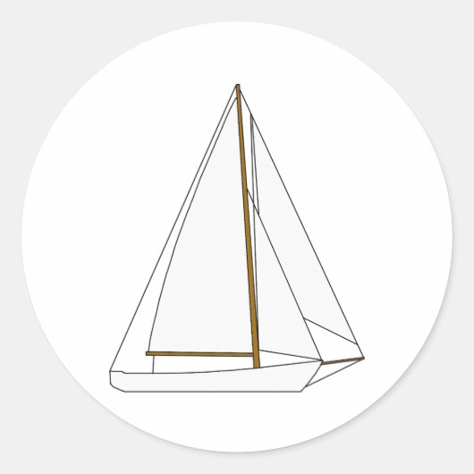Cutter Sailboat Illustration Runder Aufkleber (Vorderseite)