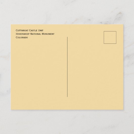 Cutthroat Castlet, Hovenweep National Monument, AB Postkarte (Rückseite)
