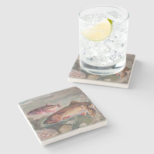 Cutthroat-Forelle-Untersetzer Steinuntersetzer (Seitenansicht)