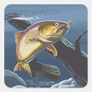 Cutthroat Forellen FischereiArizona Quadratischer Aufkleber