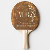 Cutting Block Leaf Wedding Monogram Tischtennis Schläger (Rückseite)