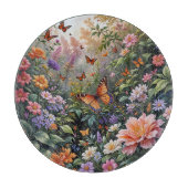 CUTTING BOARD - Butterflies in the Garden - Round Schneidebrett (Vorderseite)