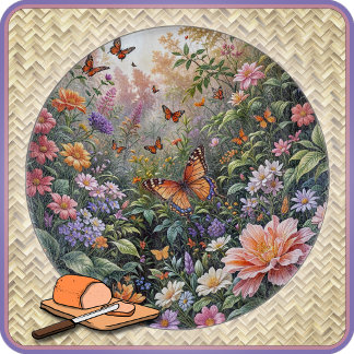 CUTTING BOARD - Butterflies in the Garden - Round Schneidebrett