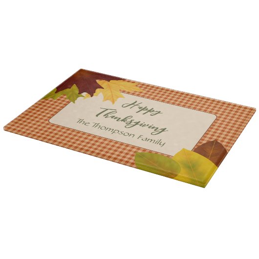 Cutting Board für den Erntedank Herbst Gingham Schneidebrett (Ecke)
