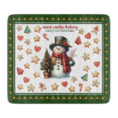 Cutting Board Square Snowman and Christmas Cookies Schneidebrett (Vorderseite)