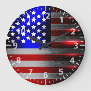Cutting Edge Laser Cut American Flag 1 Große Wanduhr