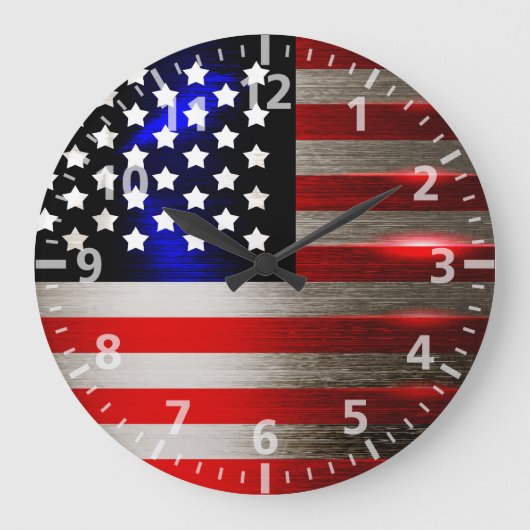 Cutting Edge Laser Cutting American Flag 2 Große Wanduhr (Vorderseite)